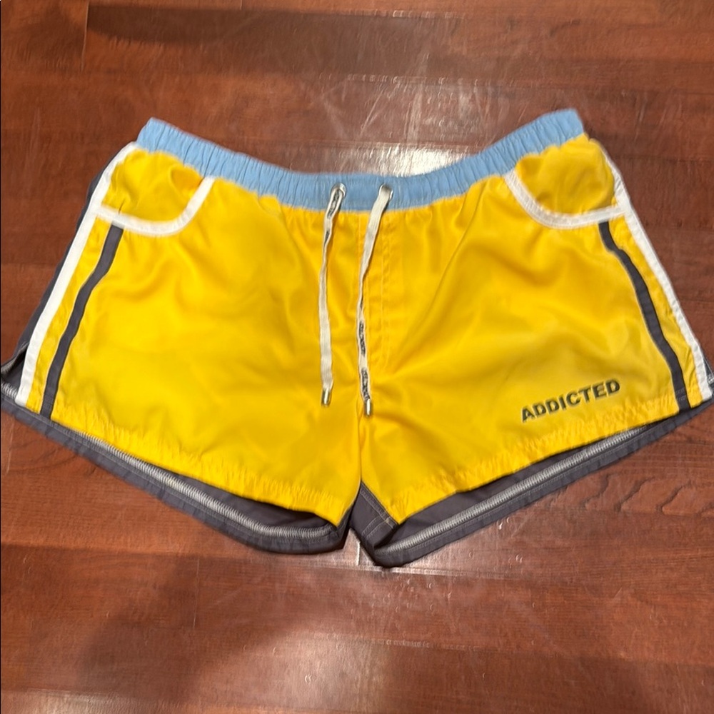 Addicted Brands Yellow and Gray Swim Trunks with Drawstring Waist